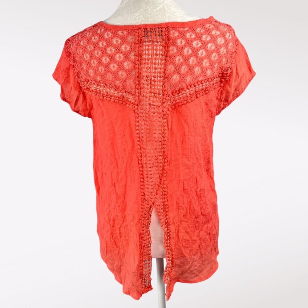 Philosophy Coral Blouse Cap Sleeve Split Back Top XS - Picture 5 of 10